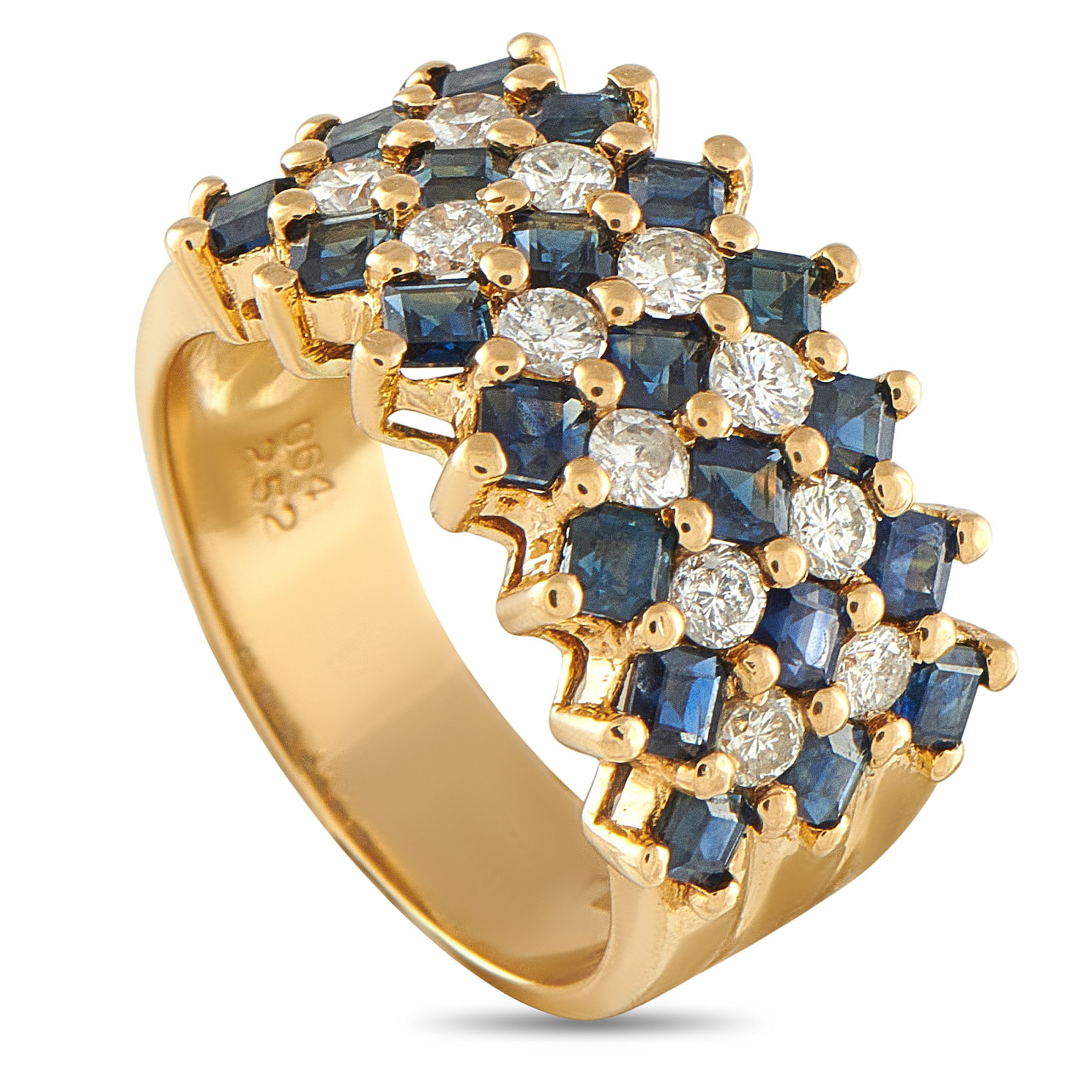 Exclusive 18K Yellow Gold 0.64ct Diamond and Sapphire Ring MF22-101625 – This luxury ring will continually catch the light