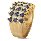 Exclusive 18K Yellow Gold 0.64ct Diamond and Sapphire Ring