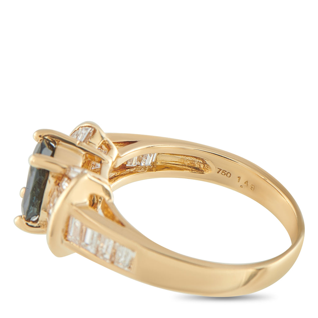 18K Yellow Gold 1.08ct Diamond and Sapphire Ring