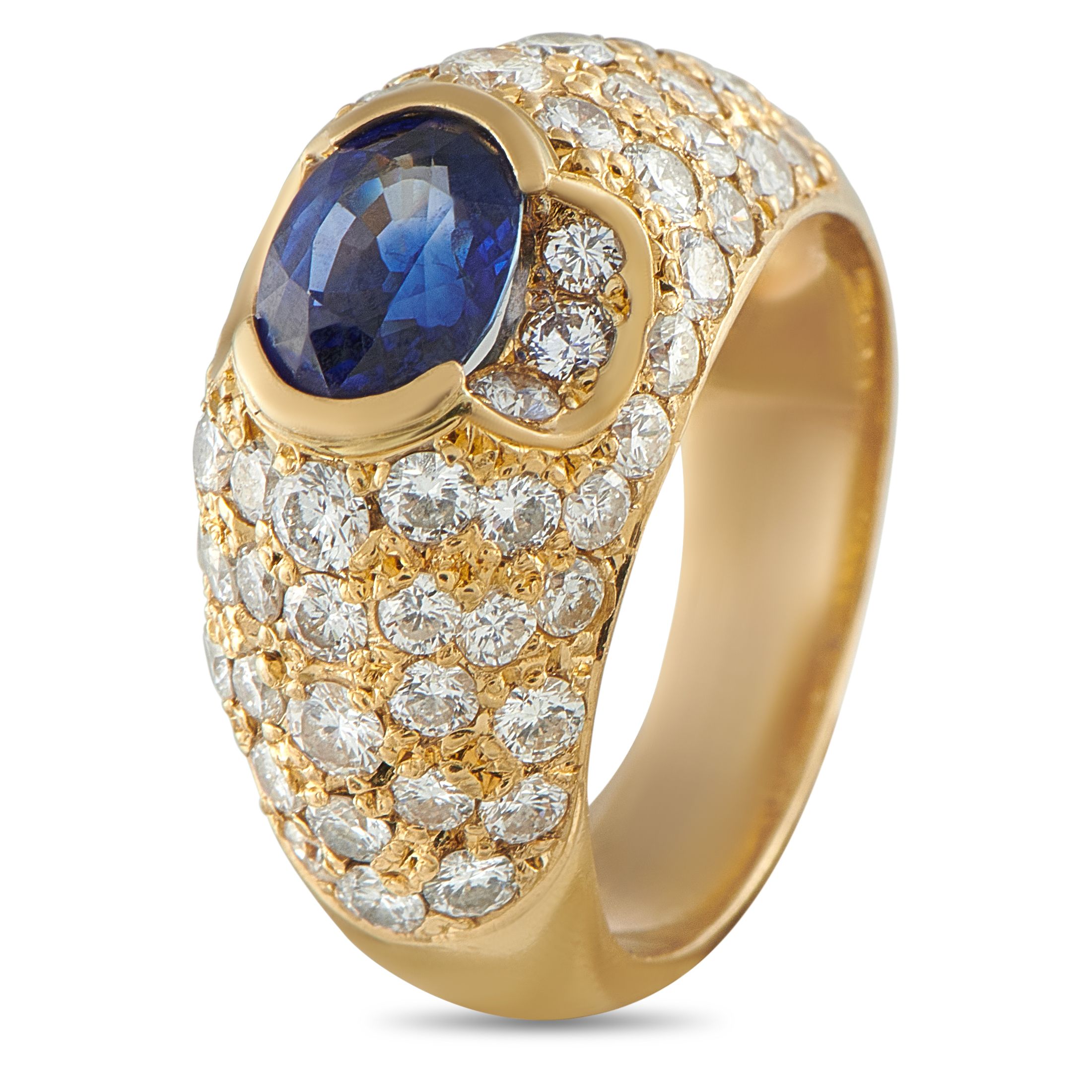 18K Yellow Gold 2.20ct Diamond and Sapphire Ring