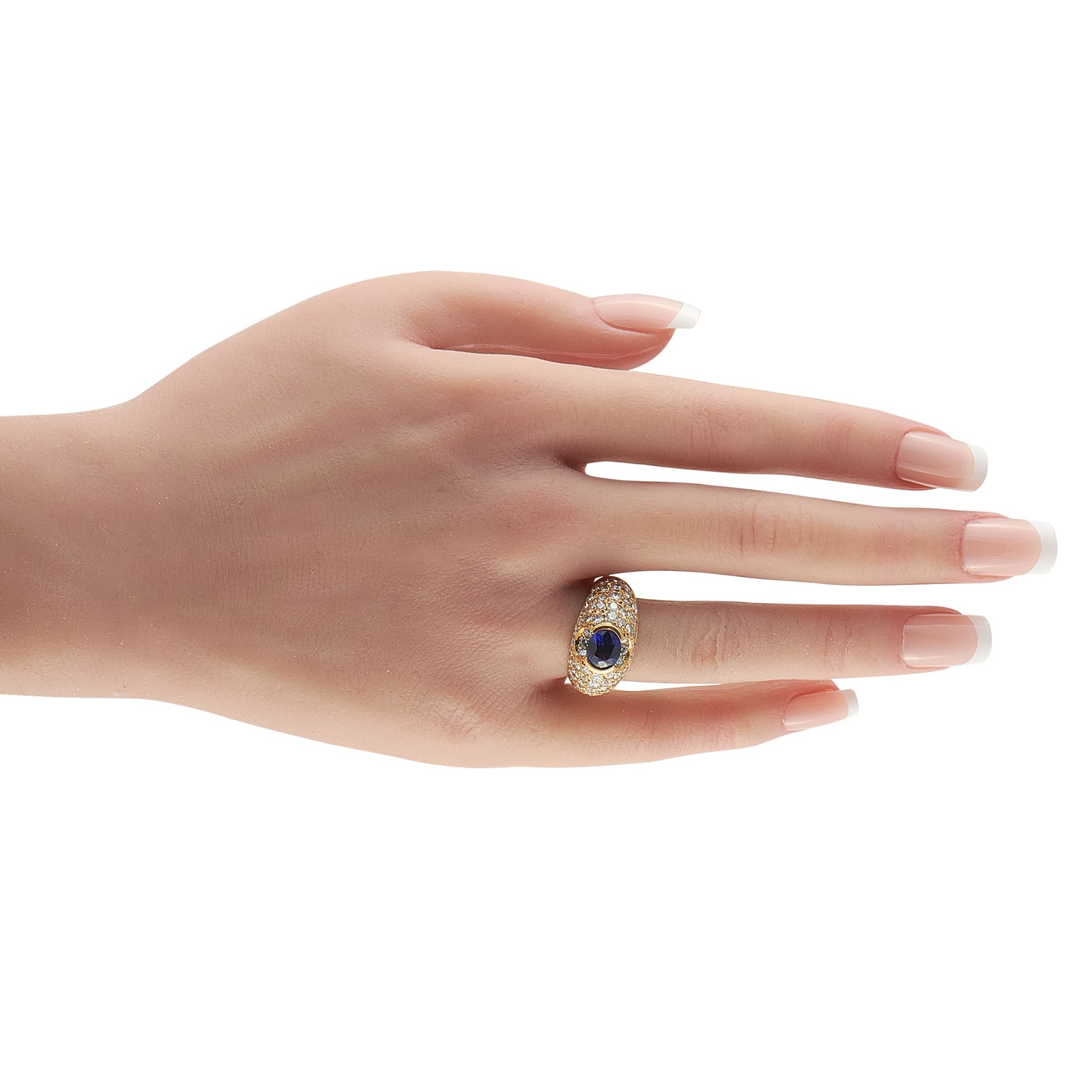 18K Yellow Gold 2.20ct Diamond and Sapphire Ring