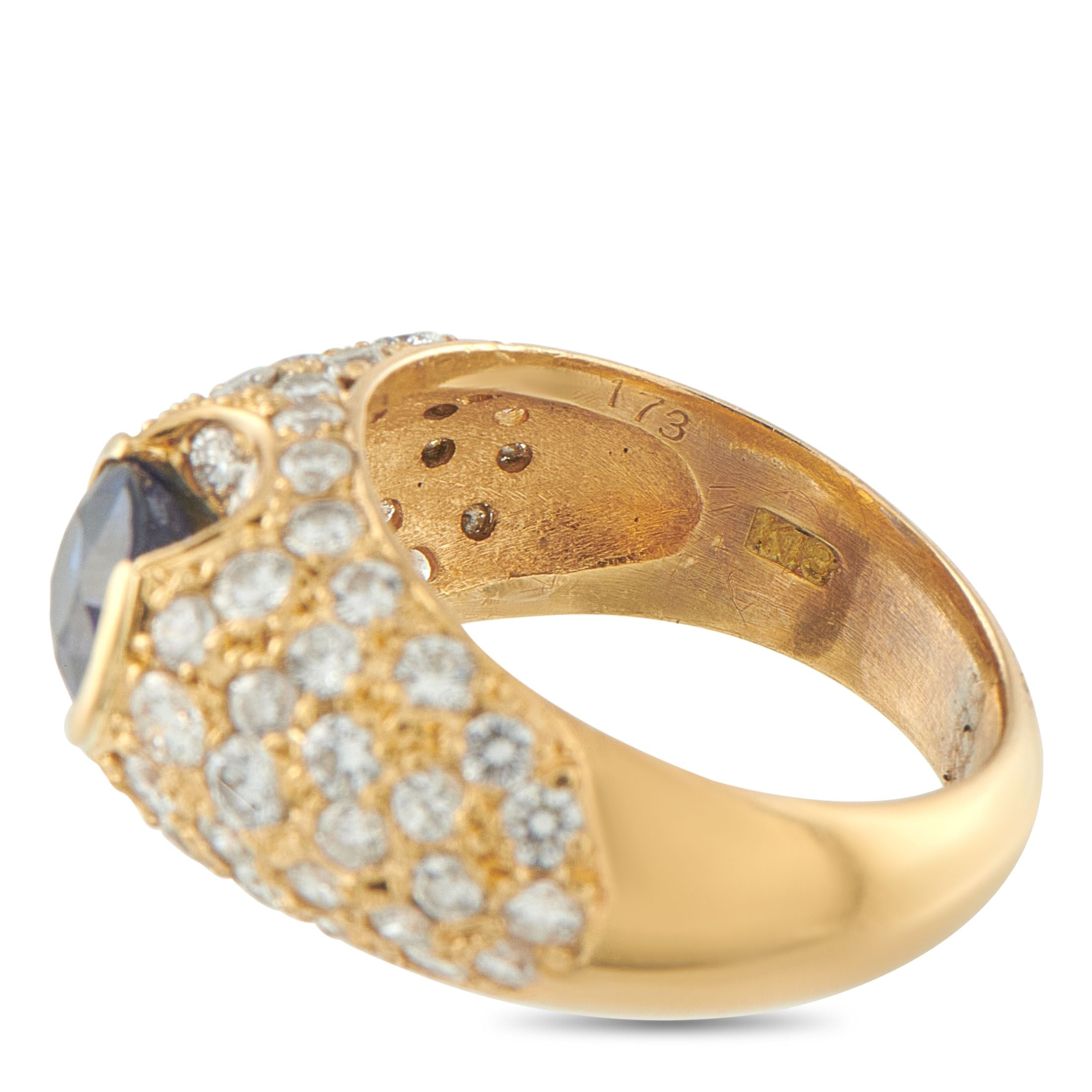 18K Yellow Gold 2.20ct Diamond and Sapphire Ring
