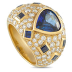 Exclusive 18K Yellow Gold 2.17ct Diamond and Sapphire Ring MF45-101725 – Filled with detail, this impeccably crafted ring is 