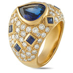 Exclusive 18K Yellow Gold 2.17ct Diamond and Sapphire Ring
