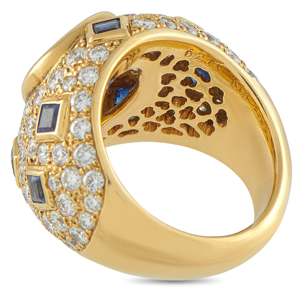 Exclusive 18K Yellow Gold 2.17ct Diamond and Sapphire Ring