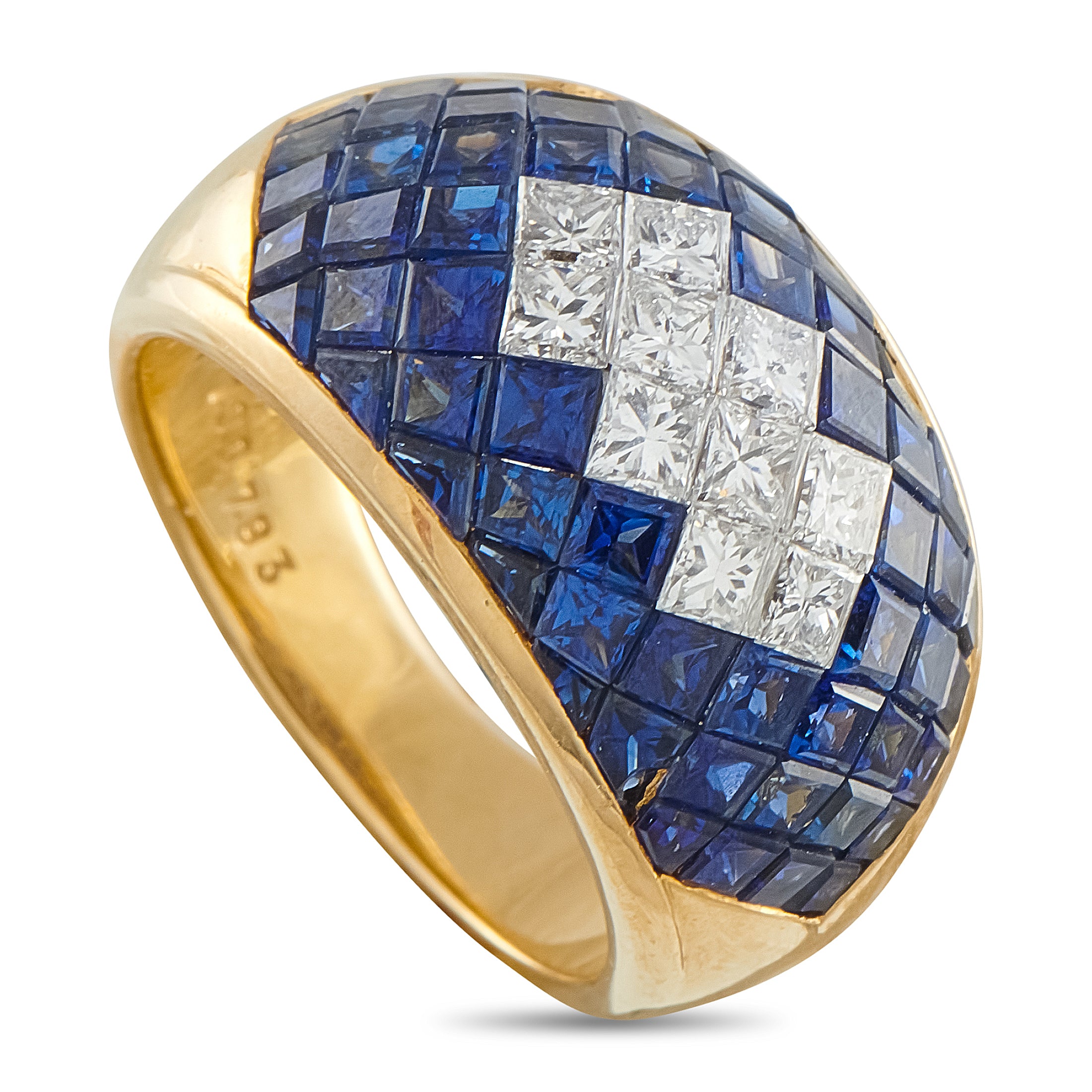 Exclusive 18K Yellow Gold 1.0ct Diamond and Sapphire Ring – Stylish and incredibly contemporary, this luxury ring is a breath