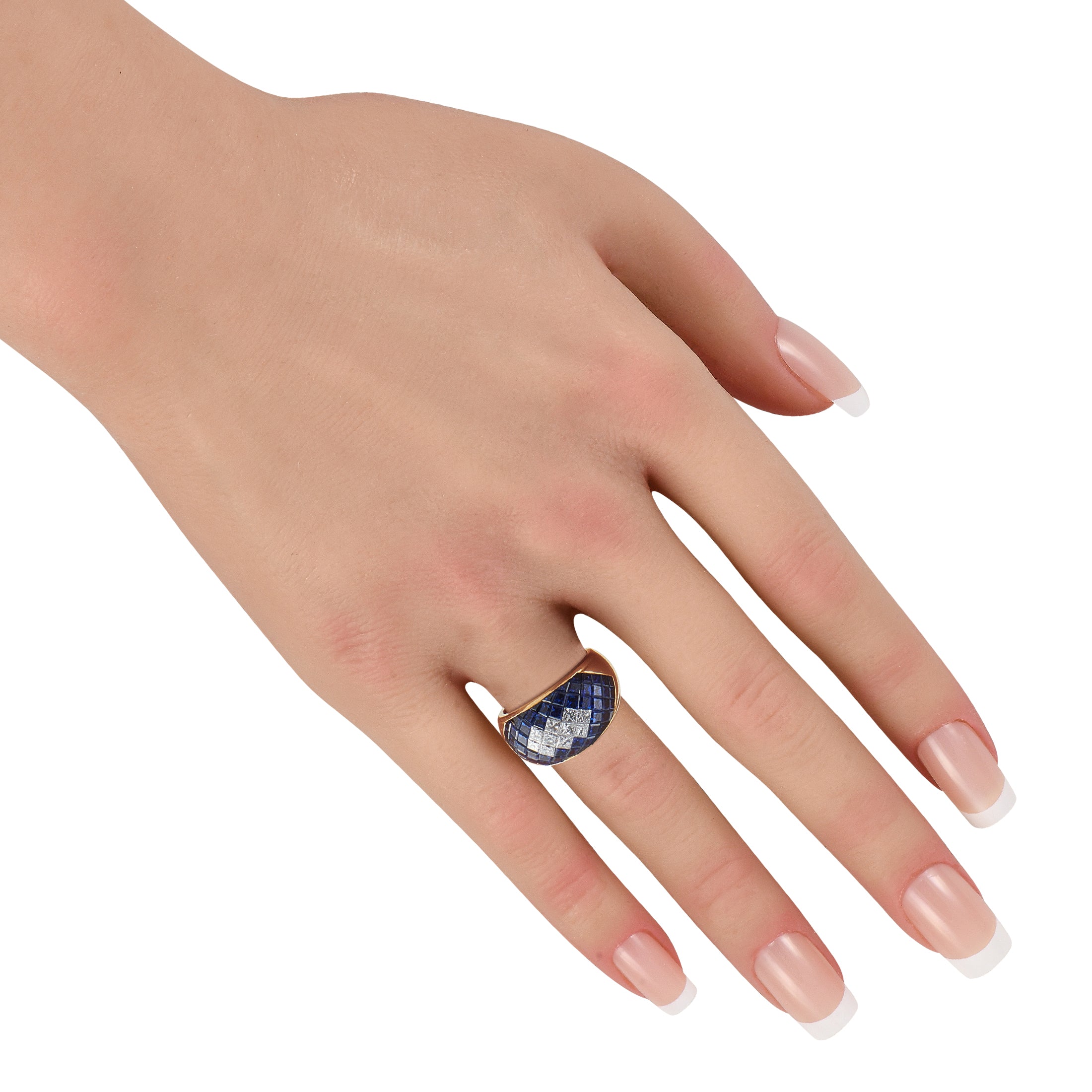 18K Yellow Gold 1.0ct Diamond and Sapphire Ring