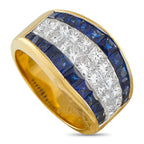 18K Yellow Gold 2.22ct Diamond and Sapphire Ring