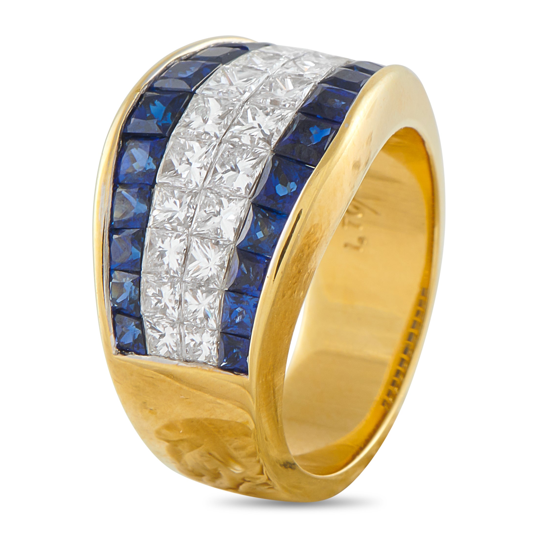 18K Yellow Gold 2.22ct Diamond and Sapphire Ring