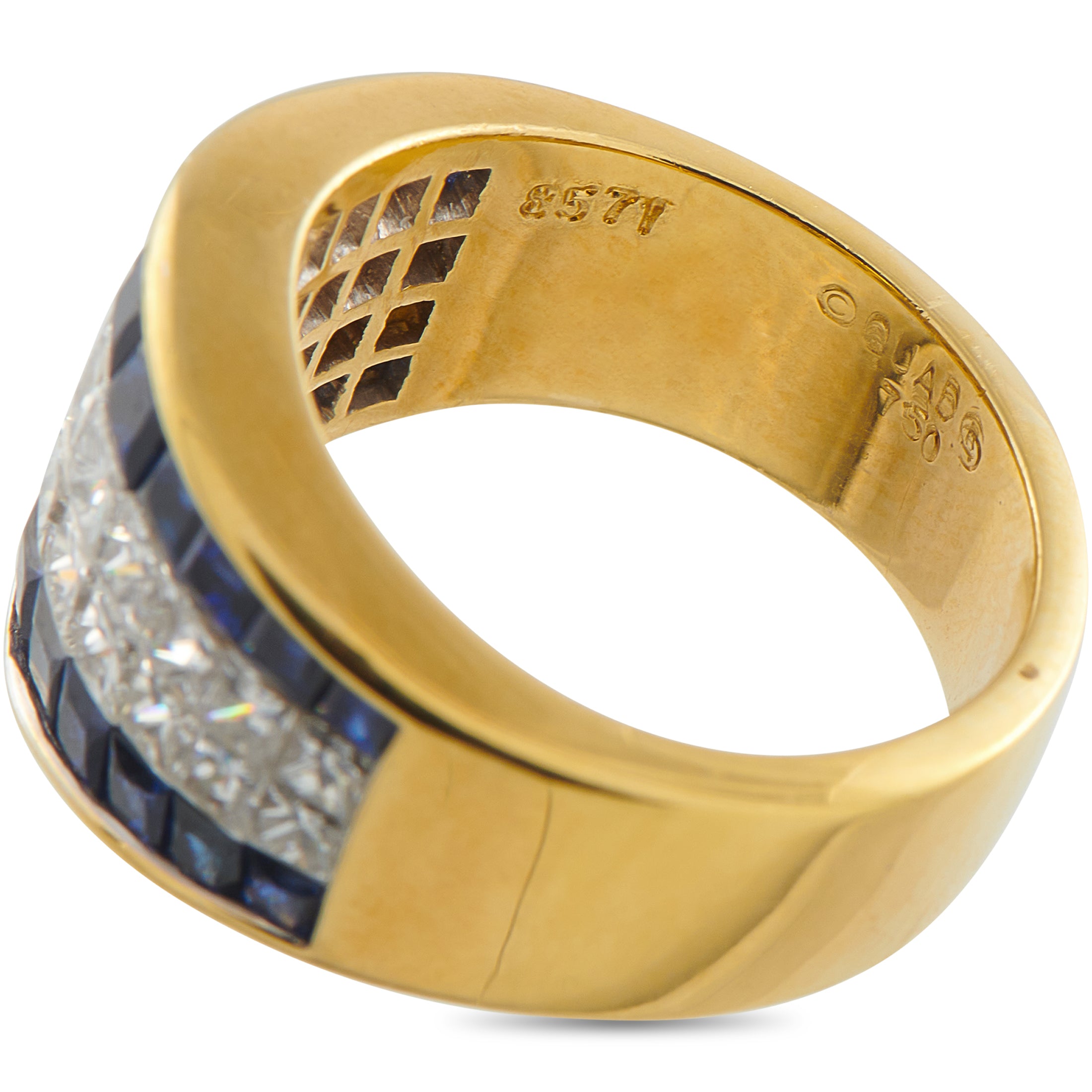18K Yellow Gold 2.22ct Diamond and Sapphire Ring