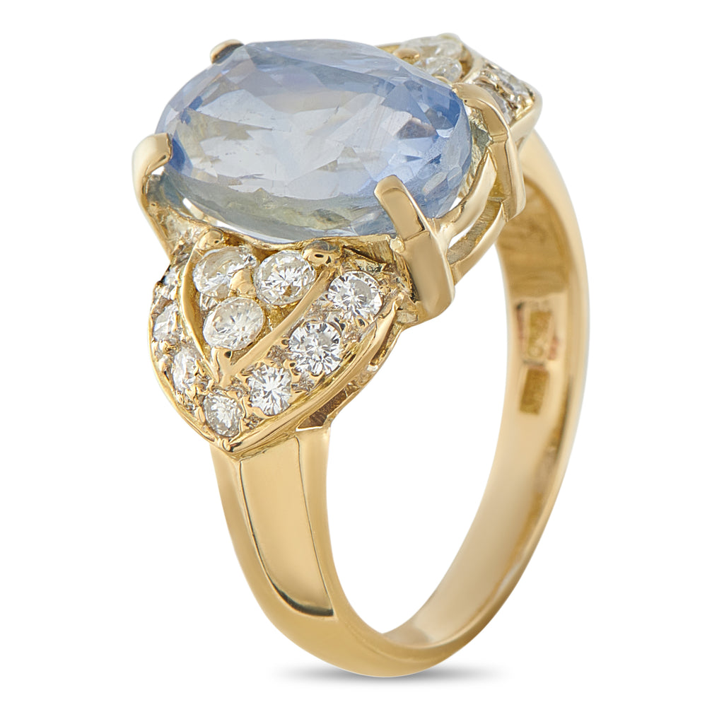 Exclusive 18K Yellow Gold 0.57ct Diamond and Sapphire Ring