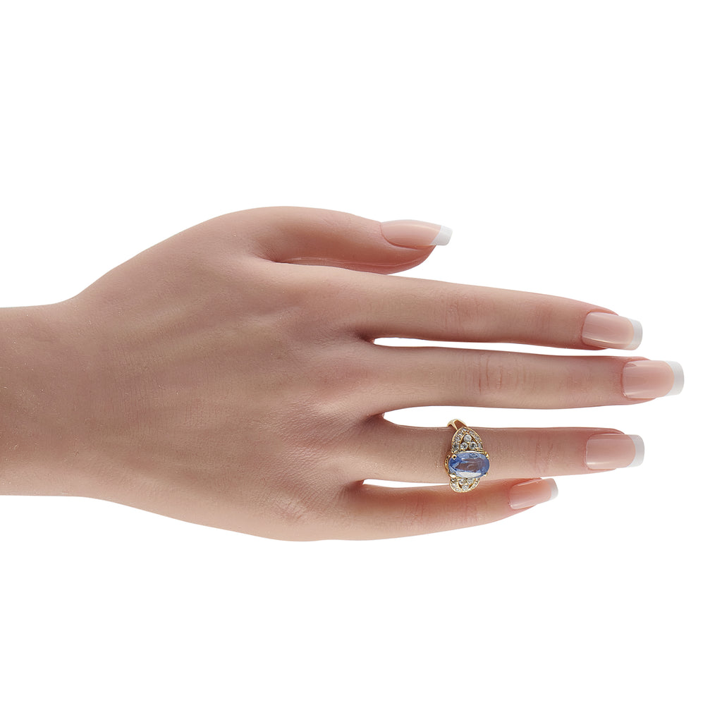 Exclusive 18K Yellow Gold 0.57ct Diamond and Sapphire Ring