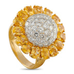 18K Yellow Gold 1.80ct Diamond and Sapphire Sunflower Ring