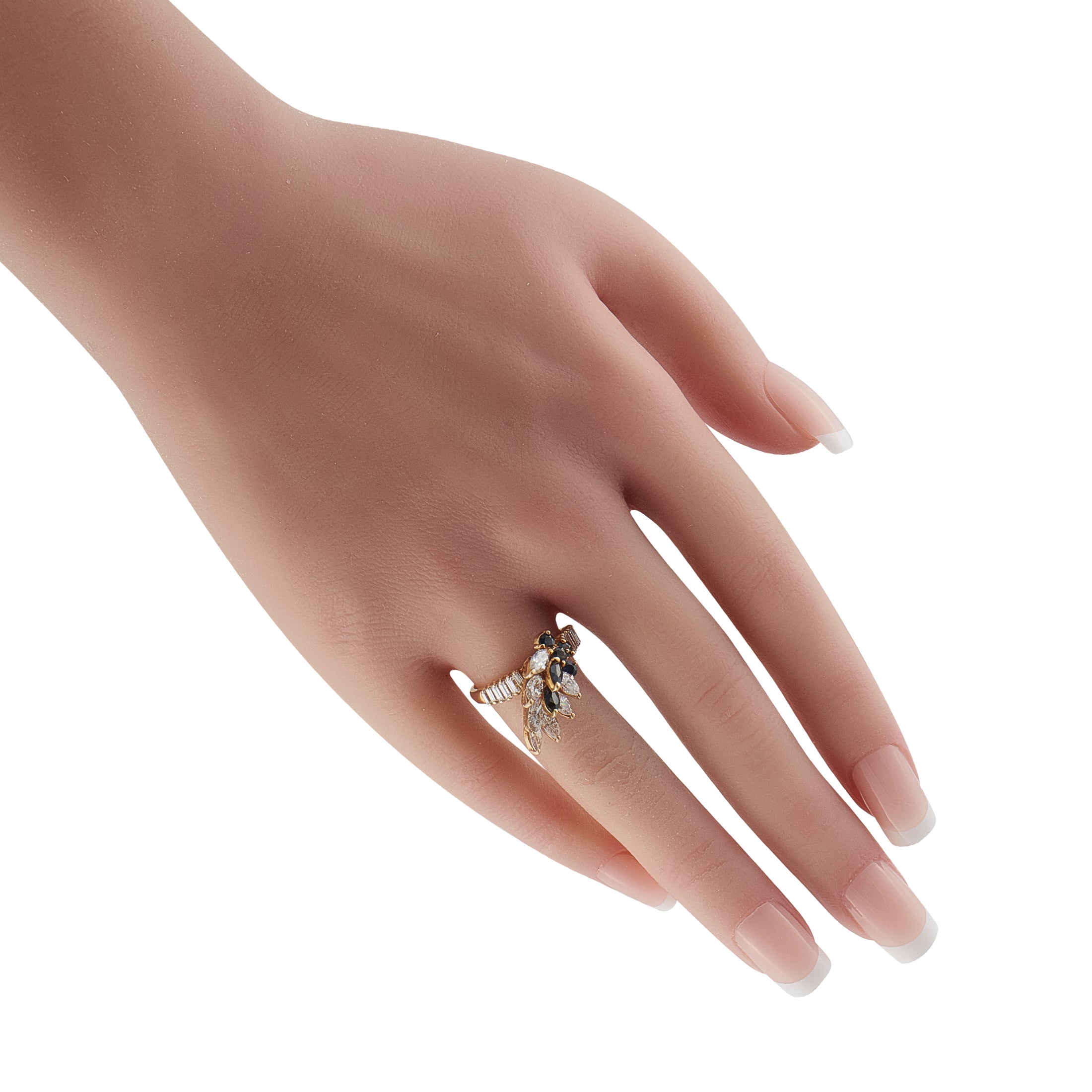 18K Yellow Gold 2.25ct Diamond and Sapphire Ring