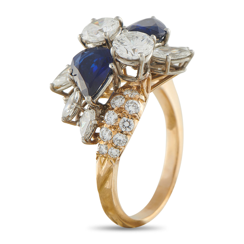 18K Yellow Gold 2.70ct Diamond and Sapphire Ring