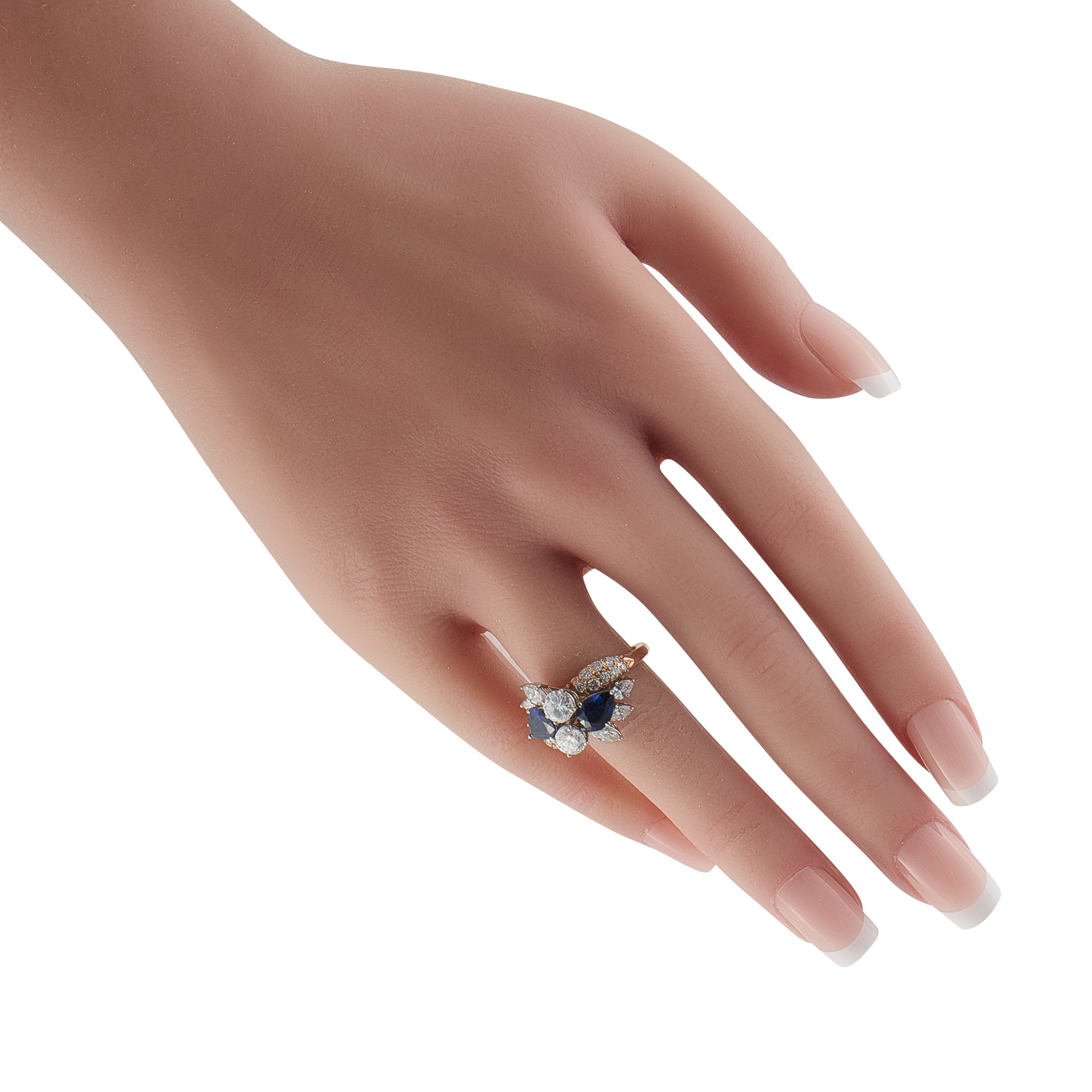 18K Yellow Gold 2.70ct Diamond and Sapphire Ring