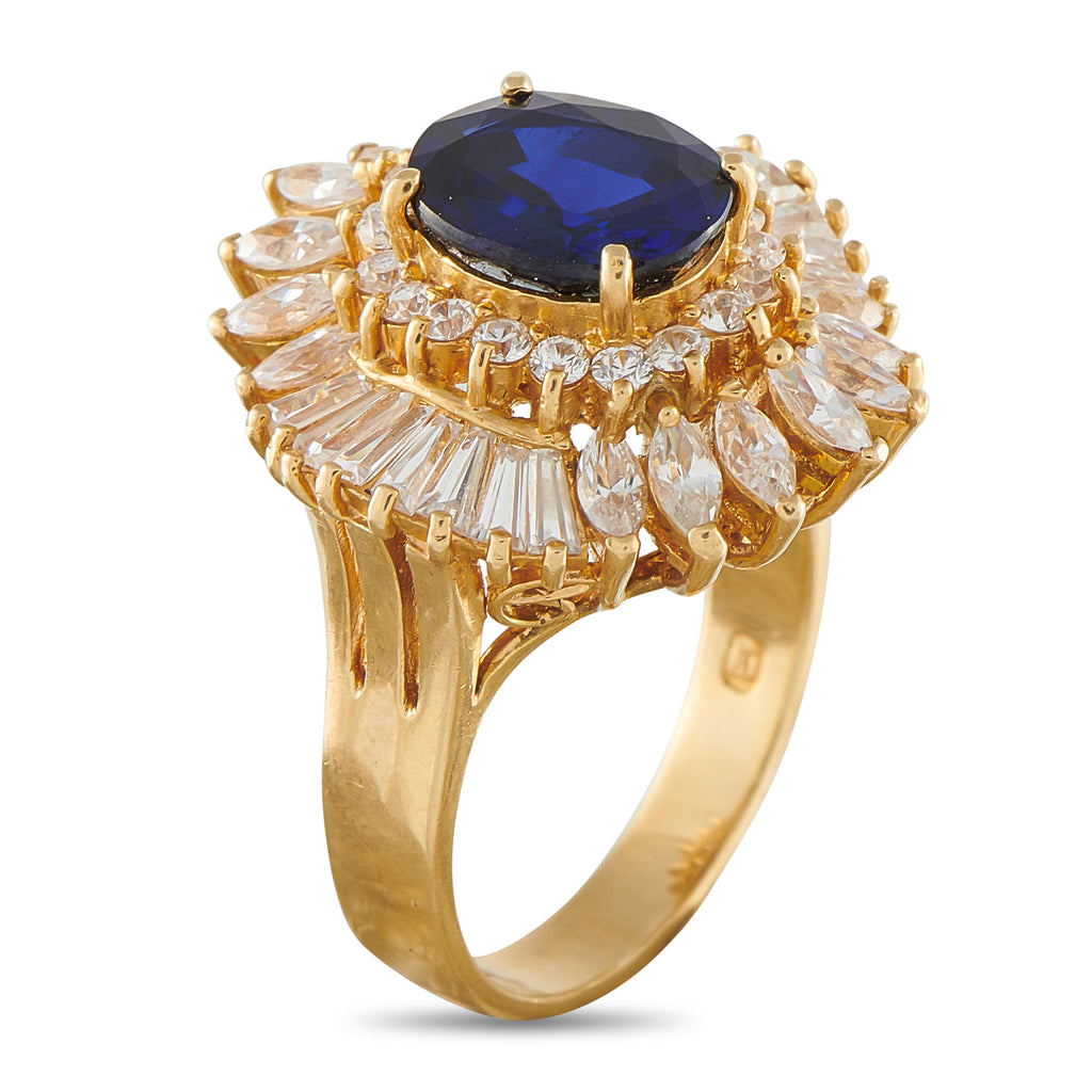 18K Yellow Gold 1.68ct Diamond and Sapphire Ring