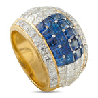 18K Yellow Gold 2.50ct Diamond and Sapphire Ring