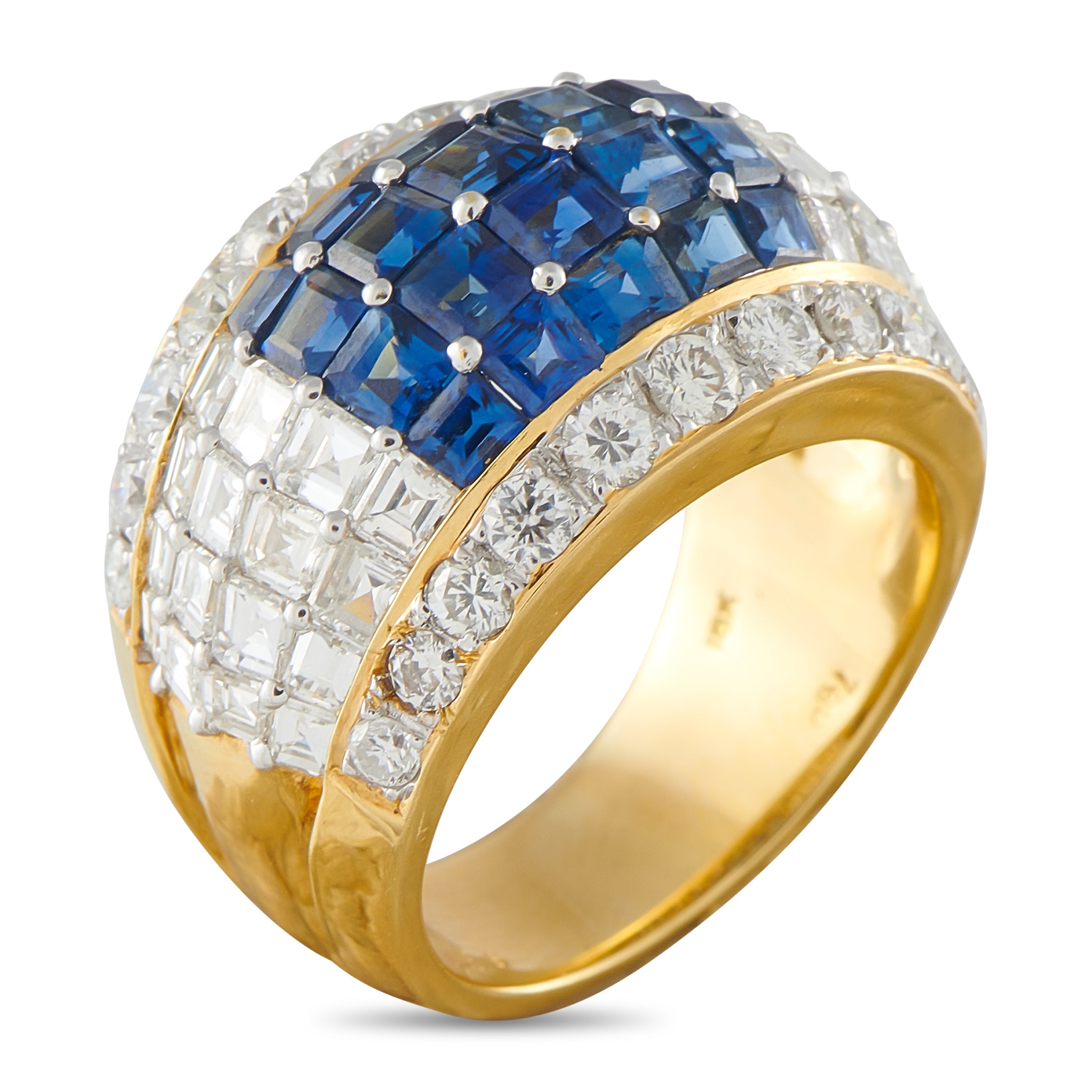 18K Yellow Gold 2.50ct Diamond and Sapphire Ring