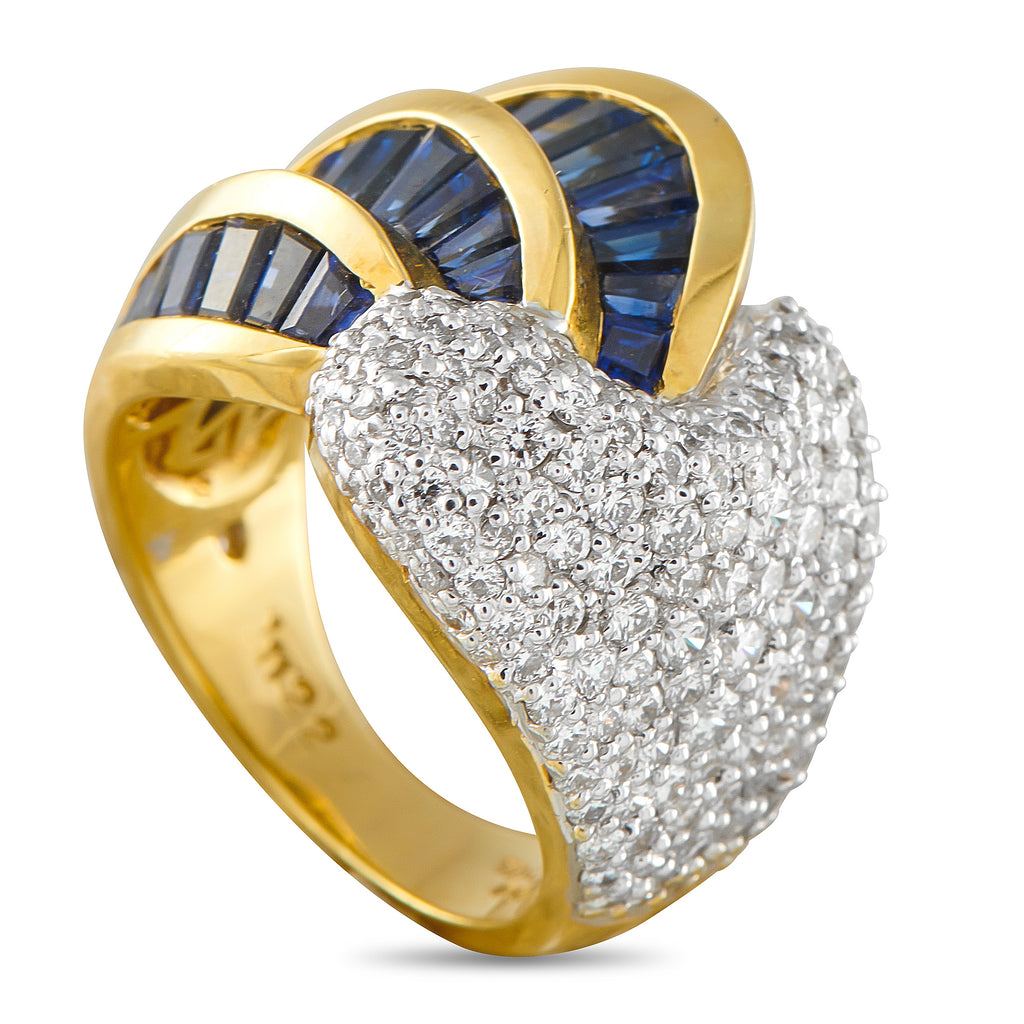 18K Yellow Gold 1.49ct Diamond and Sapphire Ring
