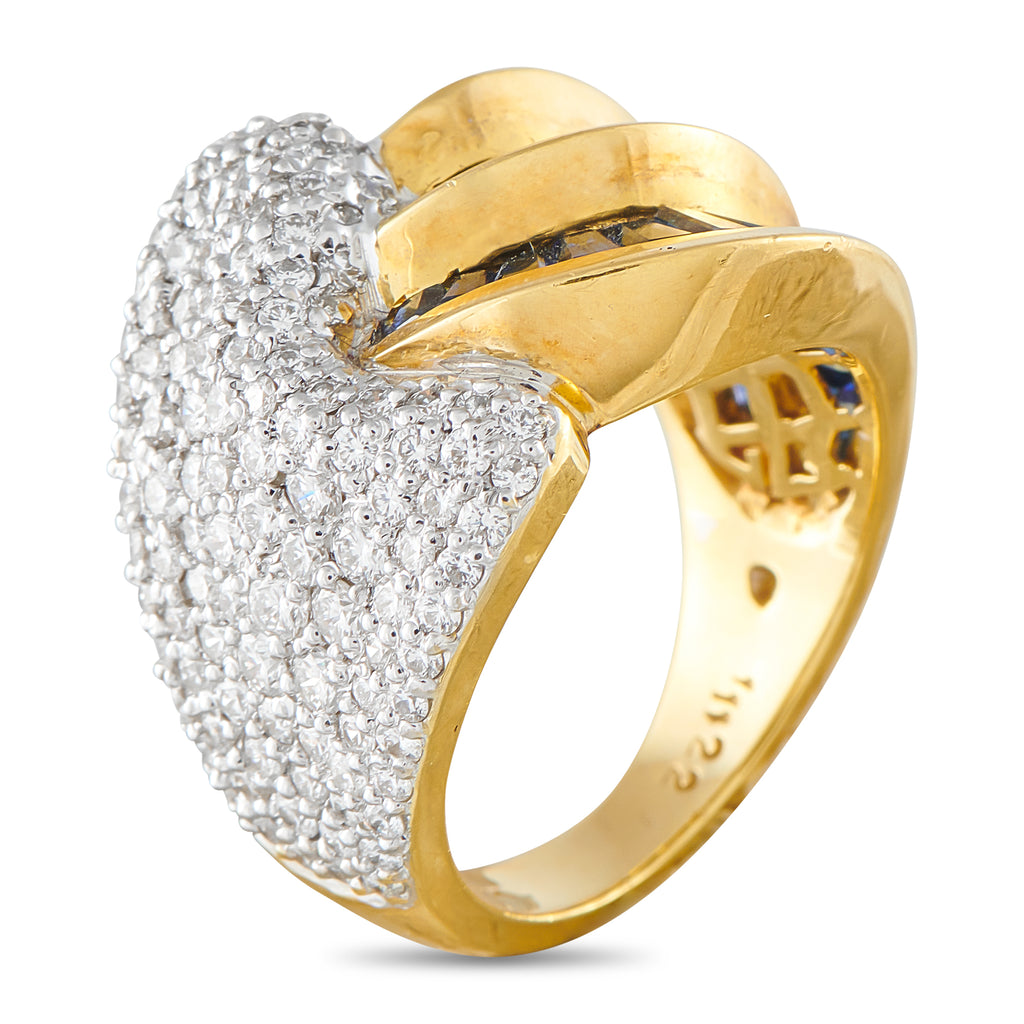 18K Yellow Gold 1.49ct Diamond and Sapphire Ring