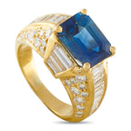 18K Yellow Gold 2.50ct Diamond and Sapphire Ring