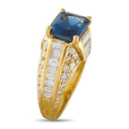 18K Yellow Gold 2.50ct Diamond and Sapphire Ring