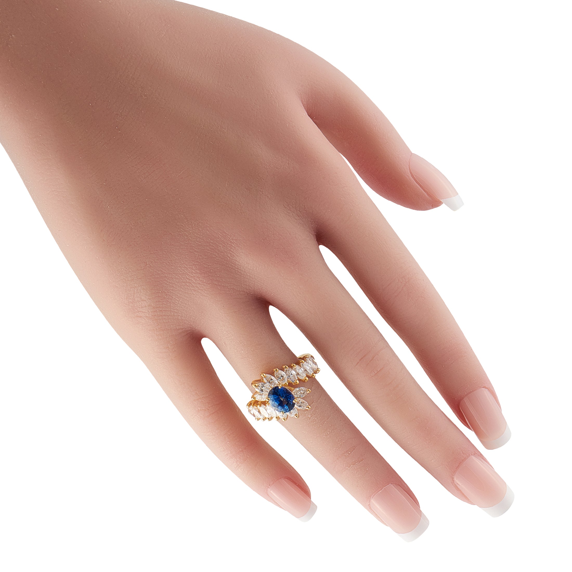 18K Yellow Gold 2.55ct Diamond and Sapphire Ring