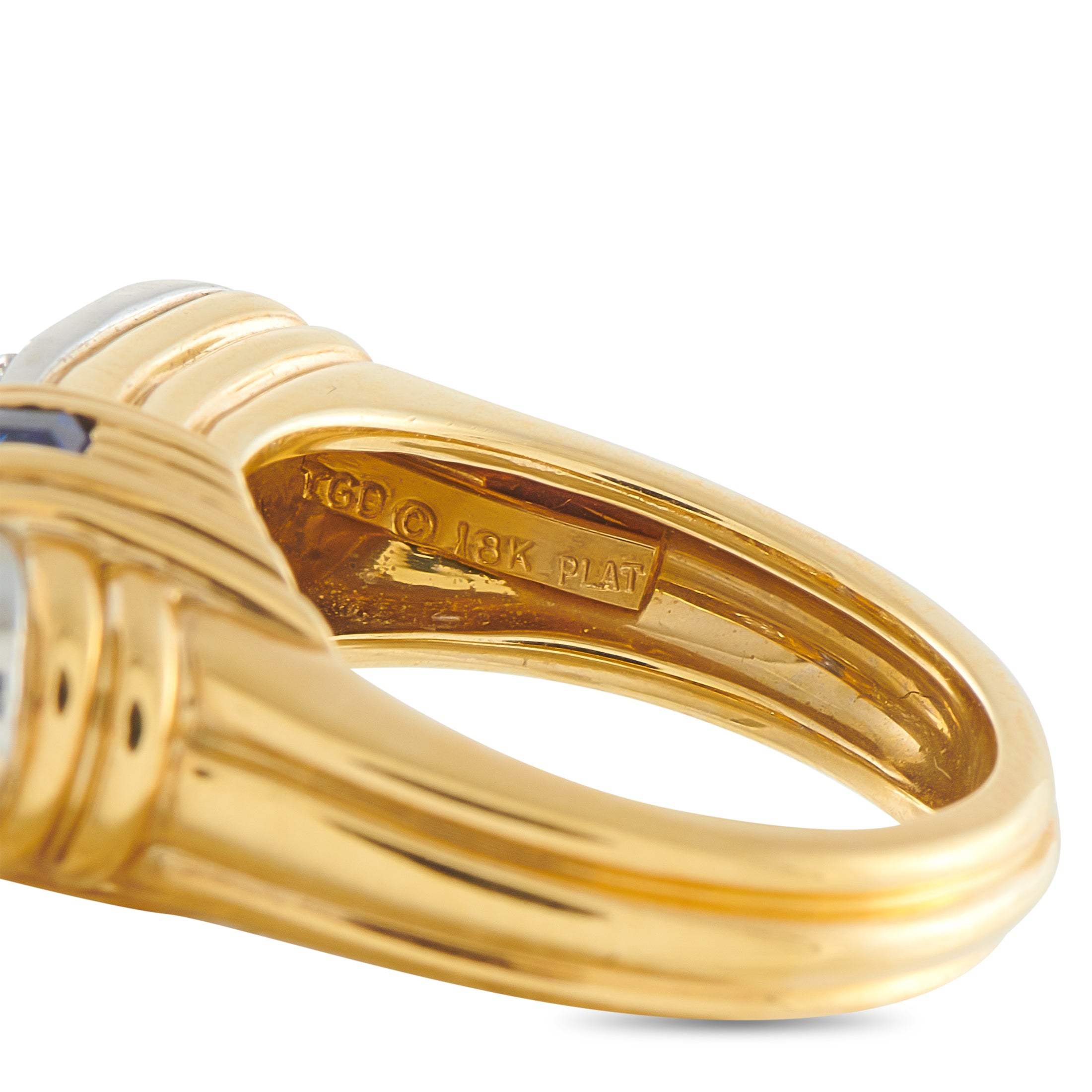 18K Yellow Gold 0.50ct Diamond and Sapphire Ring