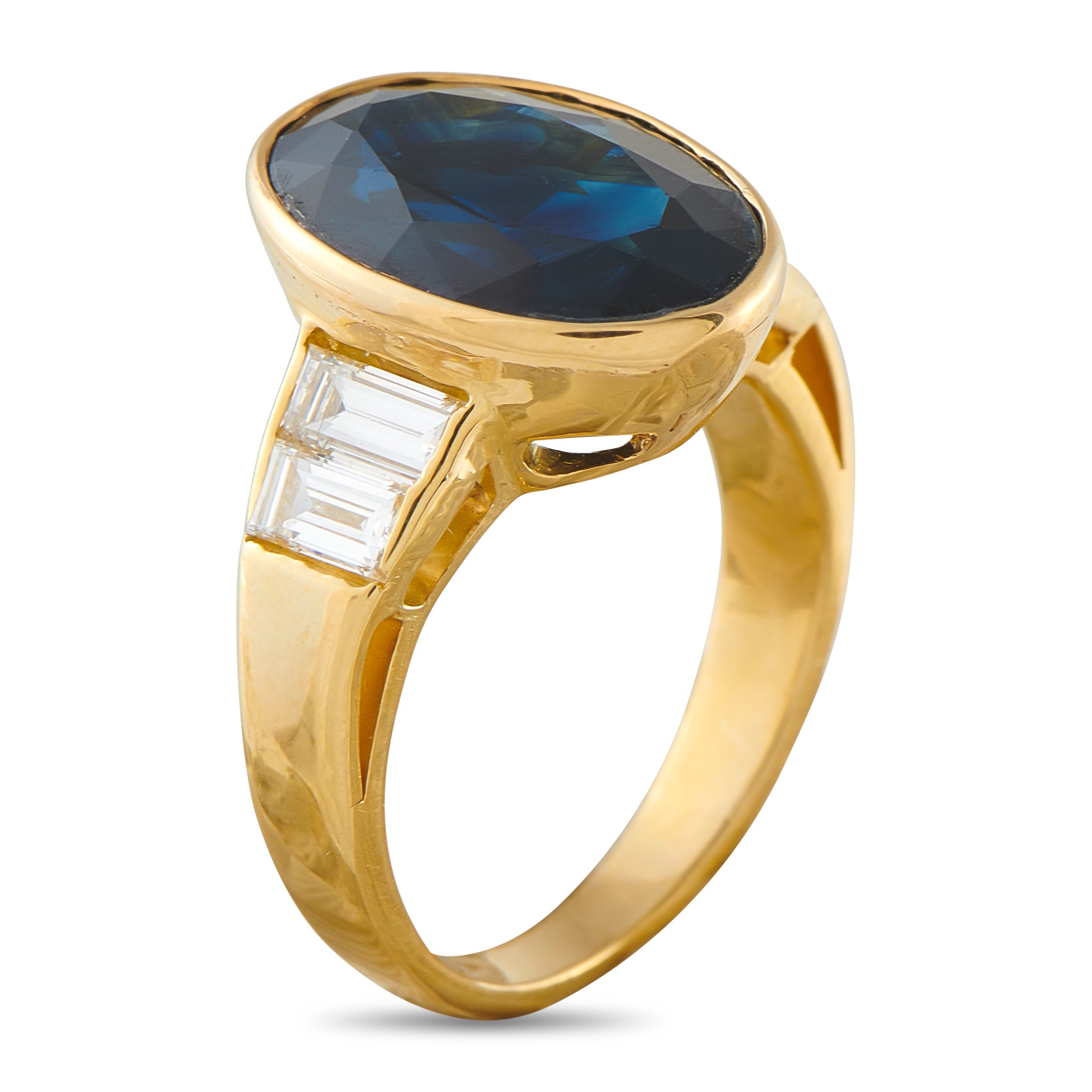 18K Yellow Gold 1.0ct Diamond and Sapphire Ring