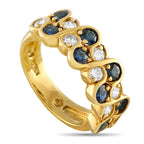 Exclusive  18K Yellow Gold 0.64ct Diamond and Sapphire Ring