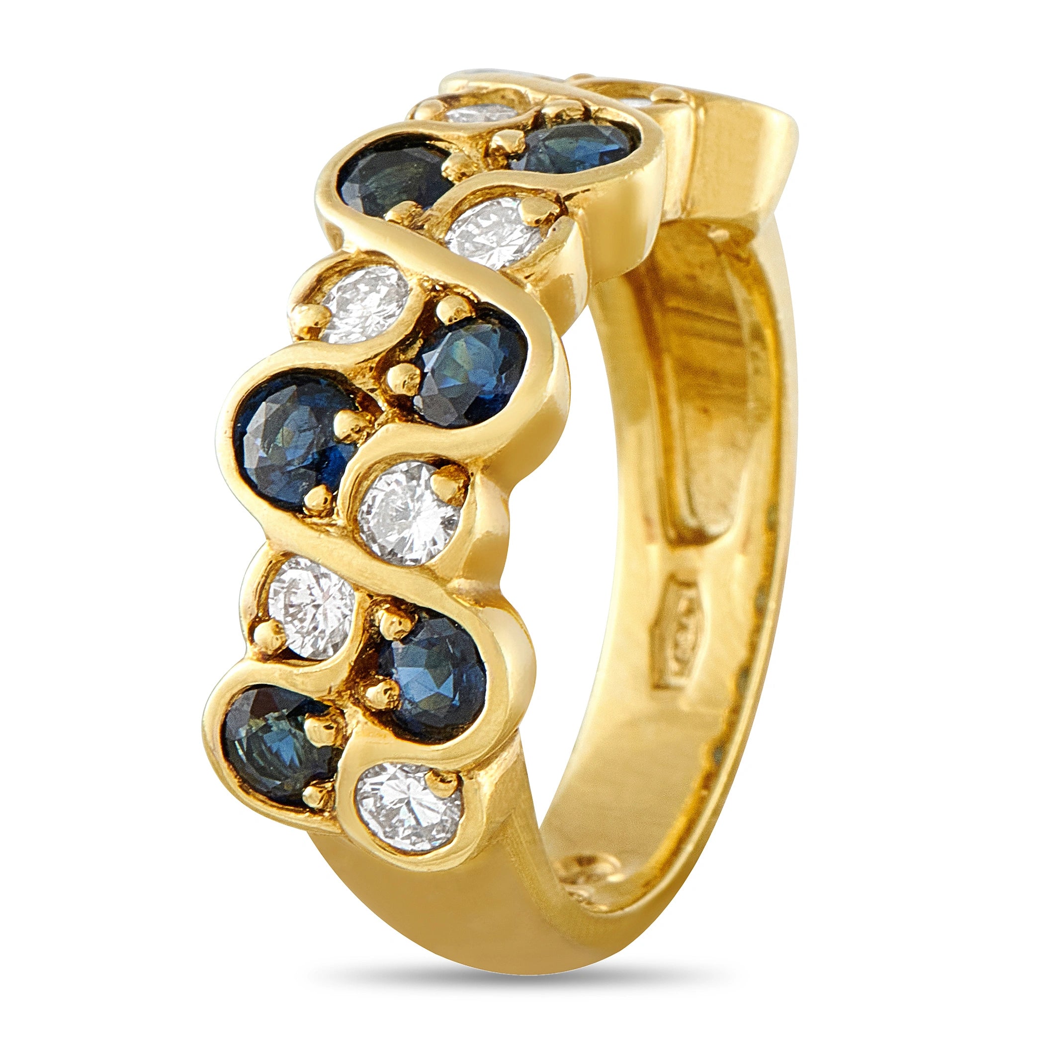 18K Yellow Gold 0.64ct Diamond and Sapphire Ring