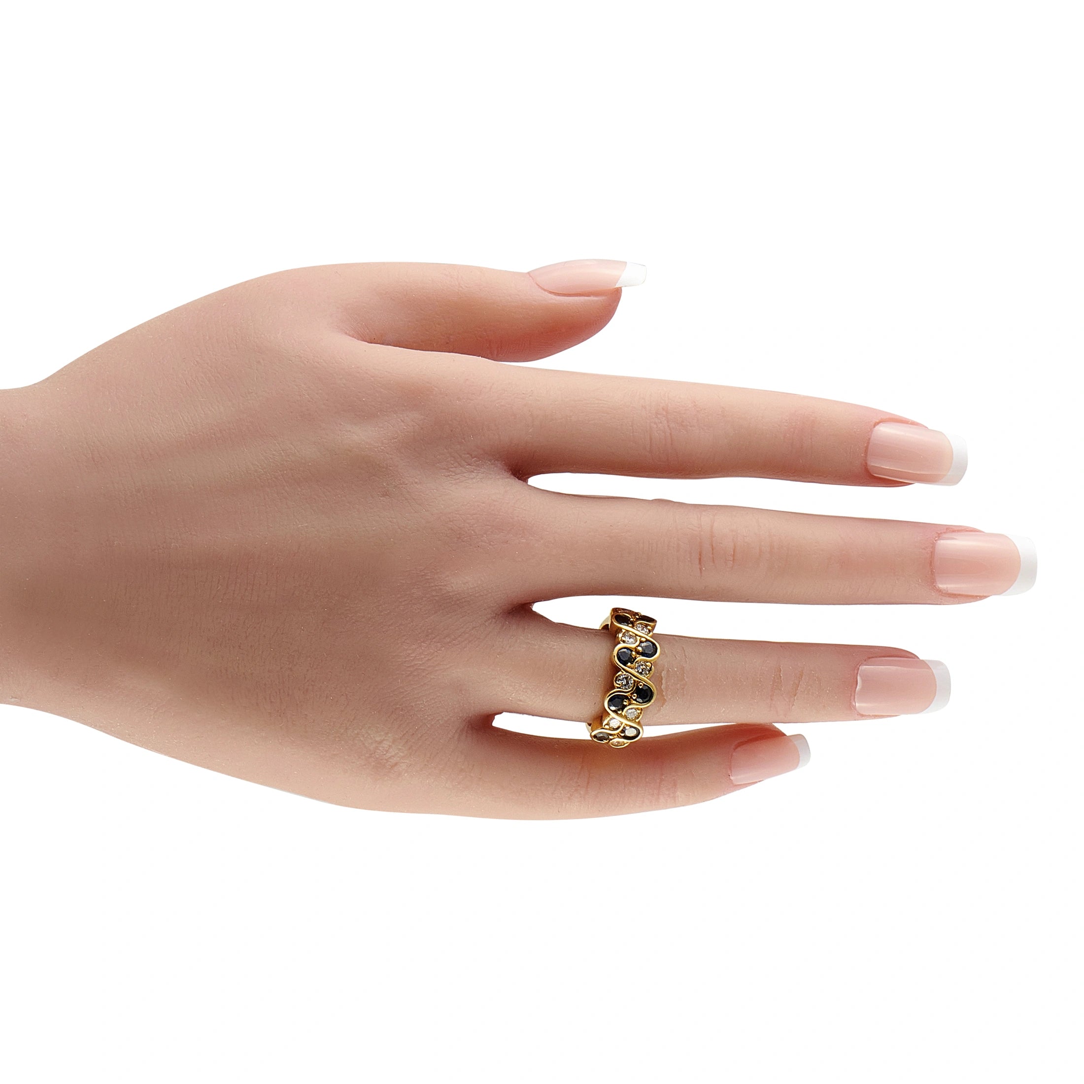 18K Yellow Gold 0.64ct Diamond and Sapphire Ring