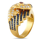 18K Yellow Gold 0.58ct Diamond and Sapphire Swan Ring