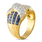 18K Yellow Gold 0.61ct Diamond and Sapphire Ring