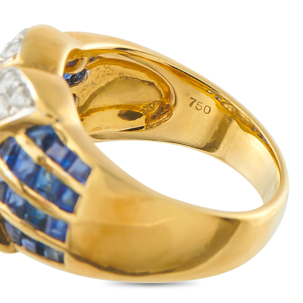 18K Yellow Gold 0.61ct Diamond and Sapphire Ring