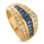 18K Yellow Gold 0.40ct Diamond and Sapphire Ring