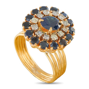 18K Yellow Gold 0.29ct Diamond and Sapphire Ring