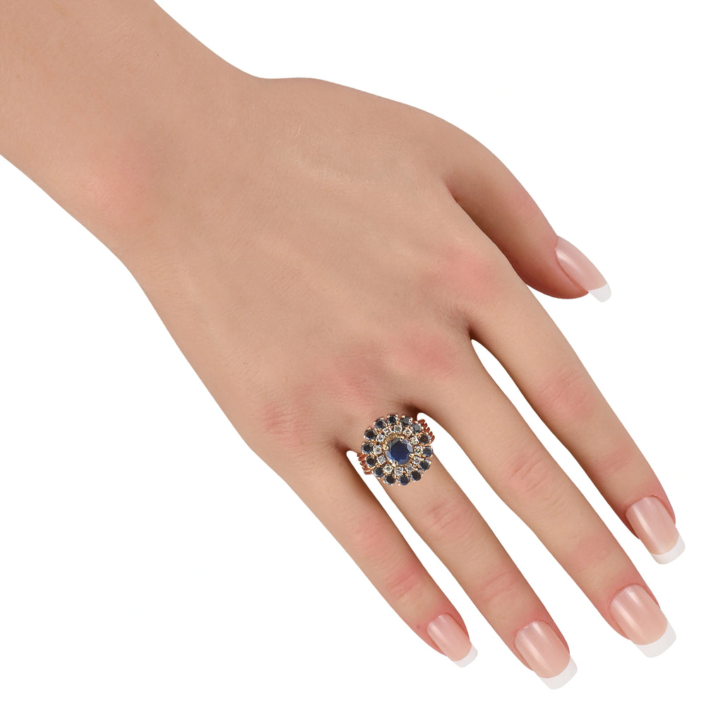 18K Yellow Gold 0.29ct Diamond and Sapphire Ring