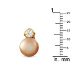 Golden pearl drop earrings with round diamond top in yellow gold