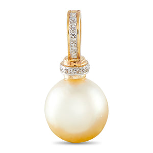 18K Yellow Gold 0.10ct Diamond and South Sea Pearl Pendant