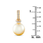 Yellow gold pearl pendant with diamond-set cap and bail
