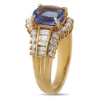 Exclusive 18K Yellow Gold 0.85ct Diamond and Tanzanite Ring