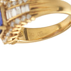 Exclusive 18K Yellow Gold 0.85ct Diamond and Tanzanite Ring