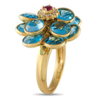 Exclusive 18K Yellow Gold Diamond, Topaz, and Ruby Ring
