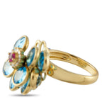Exclusive 18K Yellow Gold Diamond, Topaz, and Ruby Ring