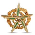 Exclusive 18K Yellow Gold 0.37ct Diamond and Tourmaline Brooch