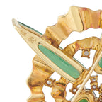 Exclusive 18K Yellow Gold 0.37ct Diamond and Tourmaline Brooch