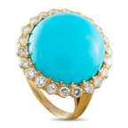 18K Yellow Gold 1.20ct Diamond and Turquoise Ring