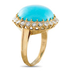 18K Yellow Gold 1.20ct Diamond and Turquoise Ring